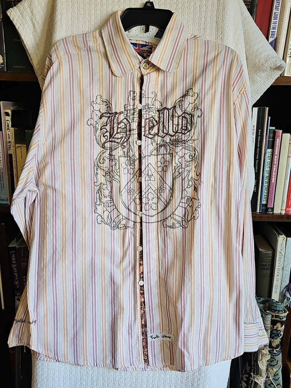 English Laundry Striped Button-Down Shirt in Pink, Cream & Tan